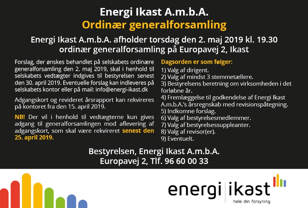 Annoce generalforsamling indkaldelse