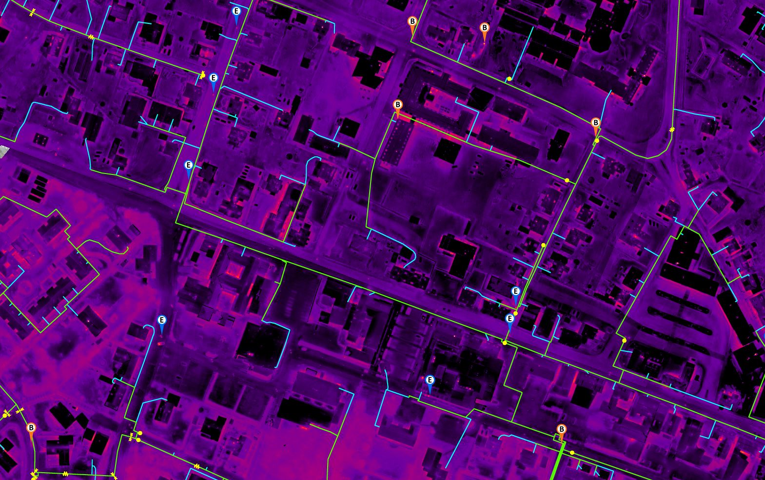 Termografisk kort - Dronerne registrerer varmeudstråling fra jorden med infrarøde termografiske kameraer - Foto af Drone Systems