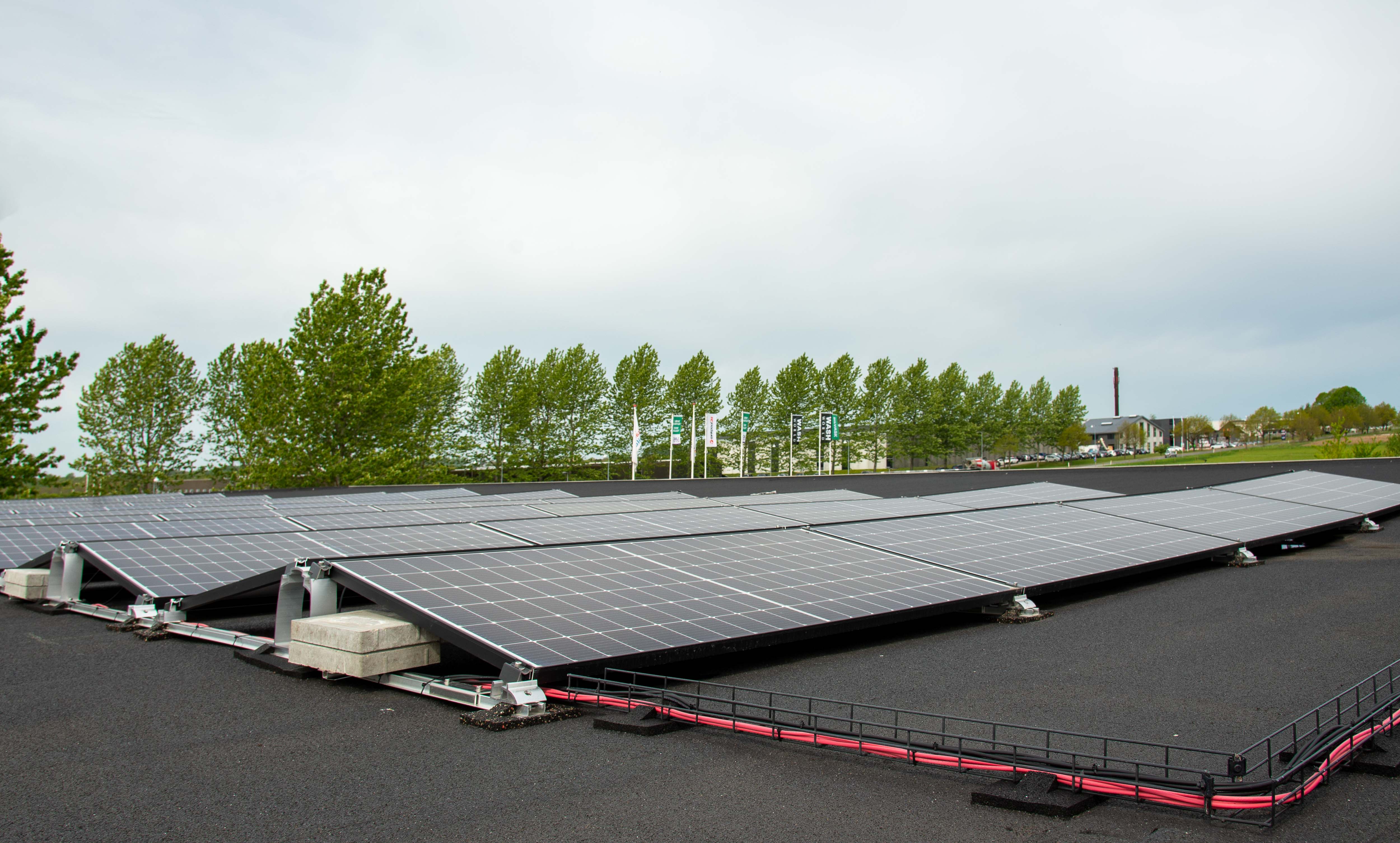 Der er 96 solpaneler på taget af Energi Ikasts kontorbygning