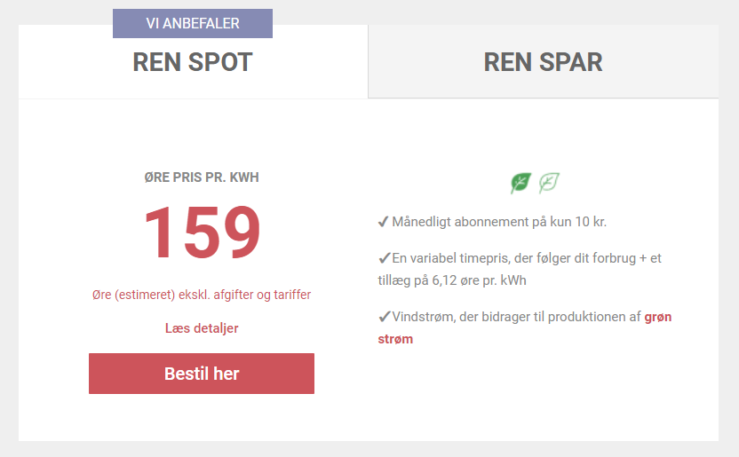 Billede af priser på elprodukter maj 2022 - link til Produkter på Samstrøms side